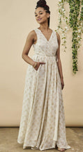 Ginkgo Leaf Maxi Wedding Dress in Cream + Copper