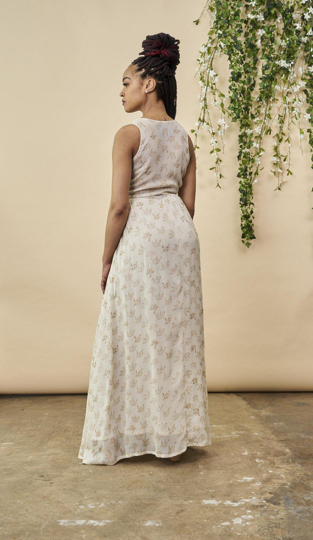 Ginkgo Leaf Maxi Wedding Dress in Cream + Copper