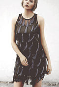 Flapper Chic Tassel Dress in Black + Sapphire